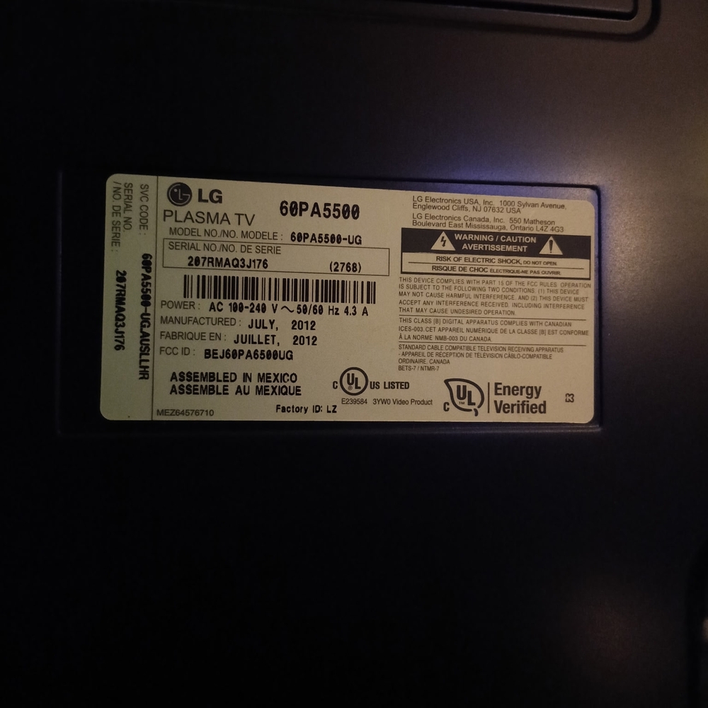 LG Plasma TV 55" - Black